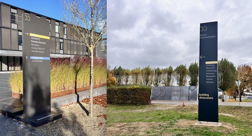 Zwei-hohe-Werbepylonen